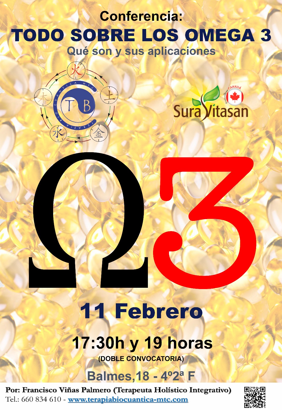 Todo sobre los Omega 3. Conferencia gratuita. 2 CONVOCATORIAS: 17:30h y 19h