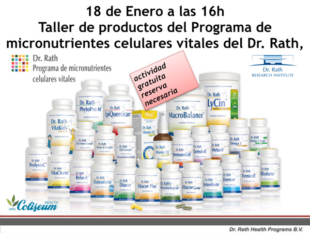 Taller de productos del programa de micronutrientes celulares vitales del Dr. Rath