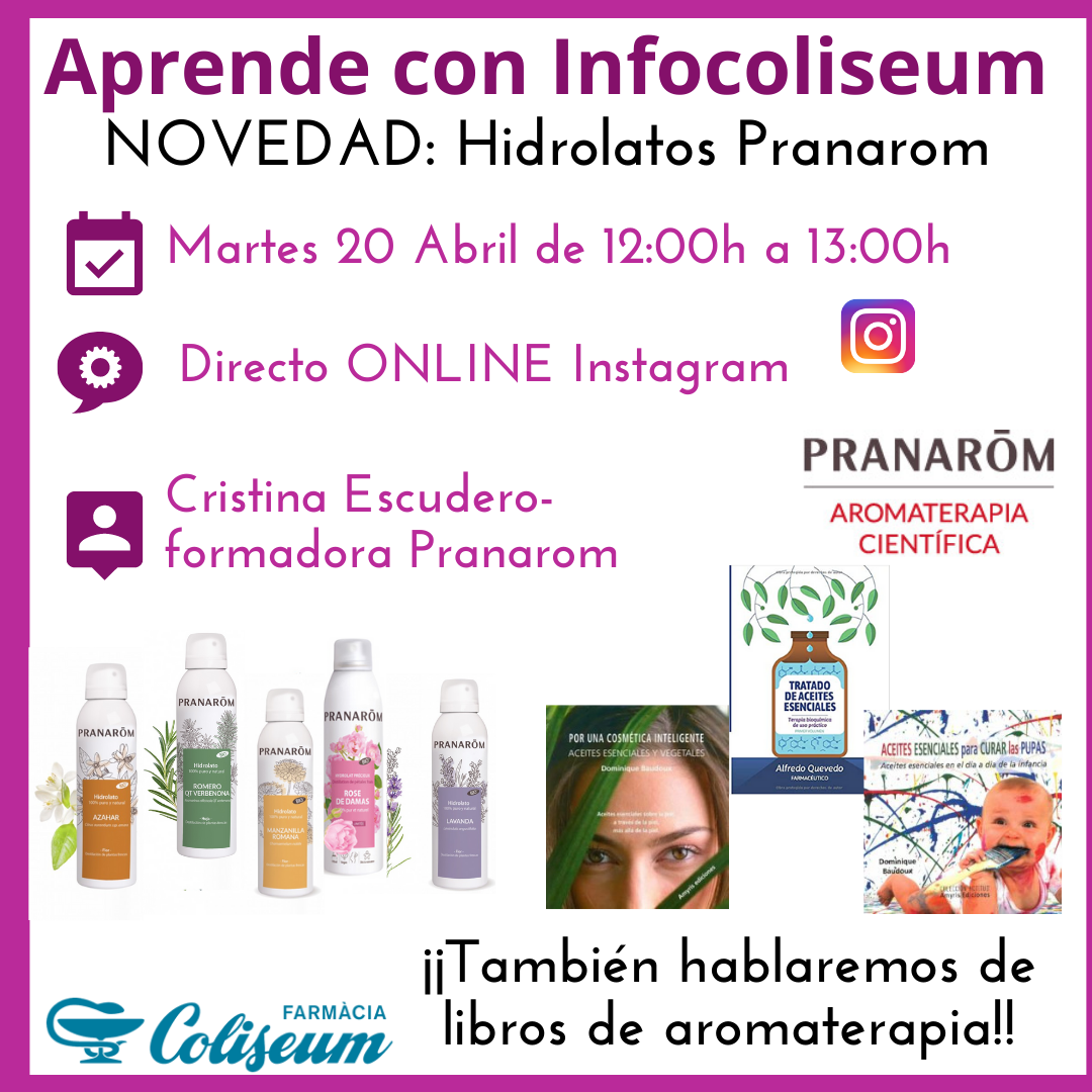 Directo instagram: Hidrolatos Pranarom y libros aromaterapia