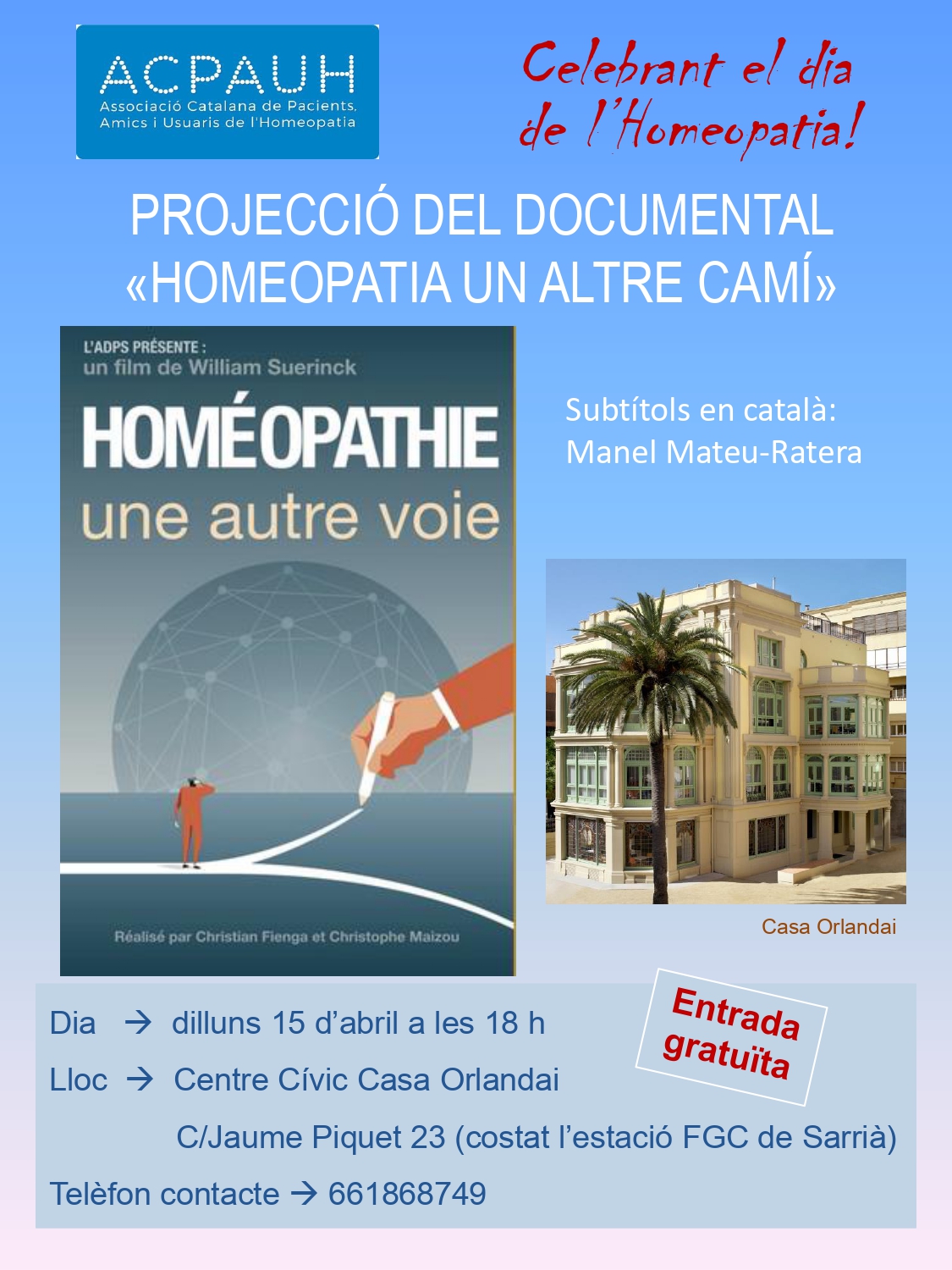 Projecció del documental "Homeopatia un altre camí"