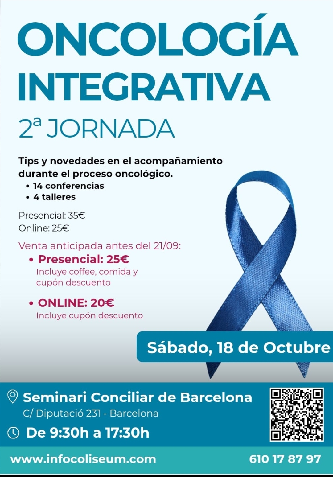 2ª Jornada Oncología Integrativa Coliseum - Susagna Muns. Presencial y ONLINE