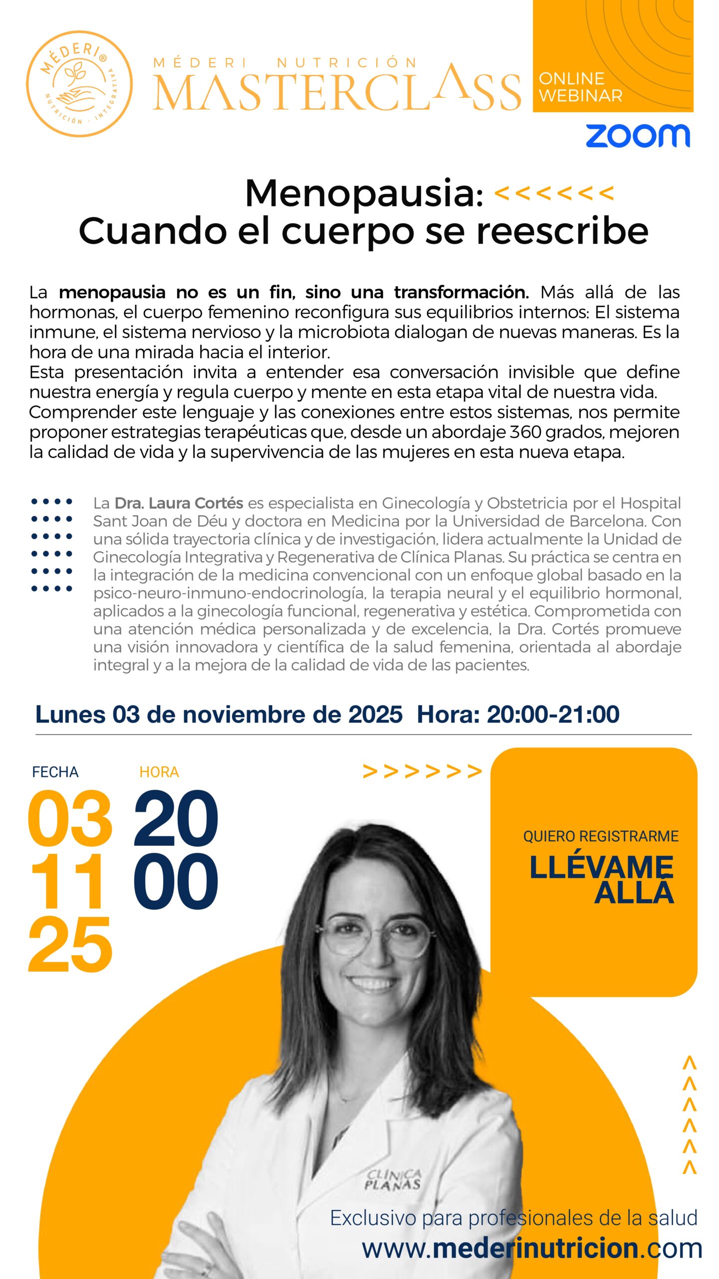 Menopausia:  Cuando el cuerpo se reescribe - ONLINE WEBINAR